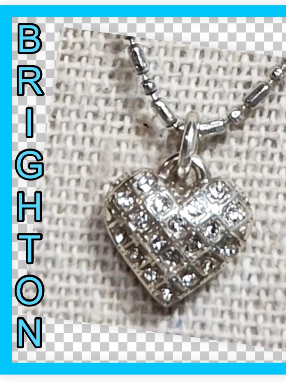 🩵Brighton Silver Crystal Pave Heart Pendant, Dainty Necklace - Women Jewelry